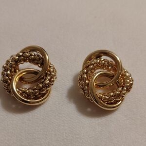 Gold Tone Filagree Interlocking Hoops